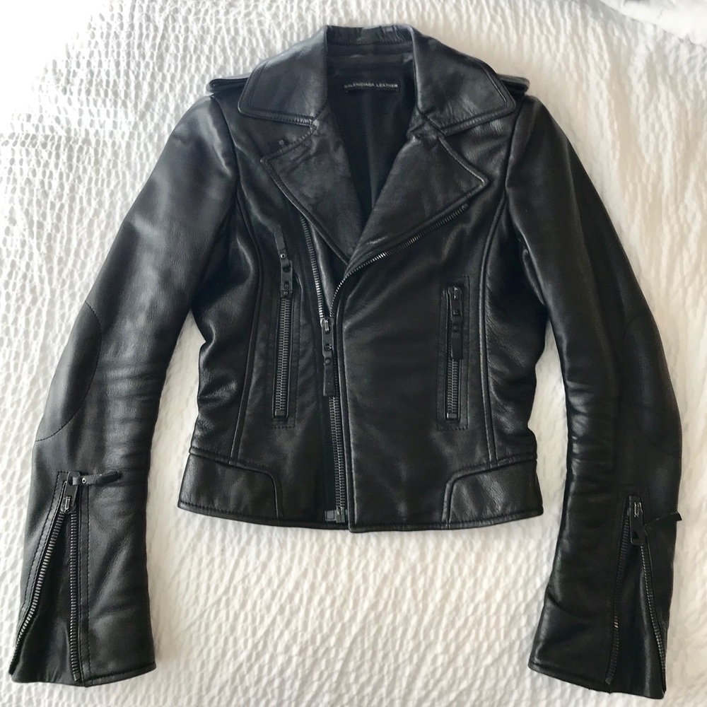 Balenciaga Black Classic Moto Jacket US XS FR 38